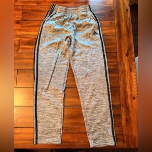 Adidas Boys Heather Gray Joggers with Black Stripes